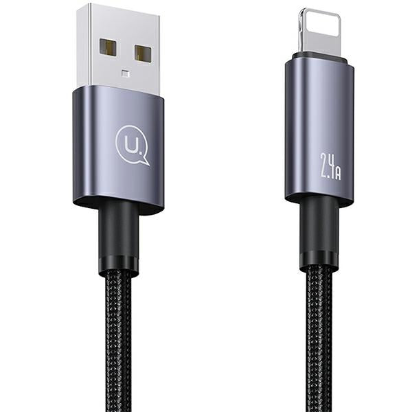USAMS кабел на Lightning 2,4A 1м, Charging, тъмносребърен