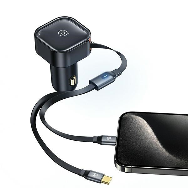 Зарядно USAMS Ład. sam. ze zwijanym C41 PD 30W Fast Charge, черно