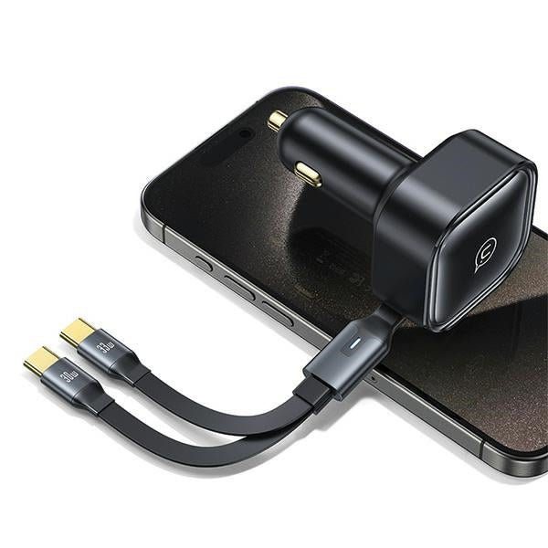 Зарядно USAMS Ład. sam. ze zwijanym C41 PD 30W Fast Charge, черно