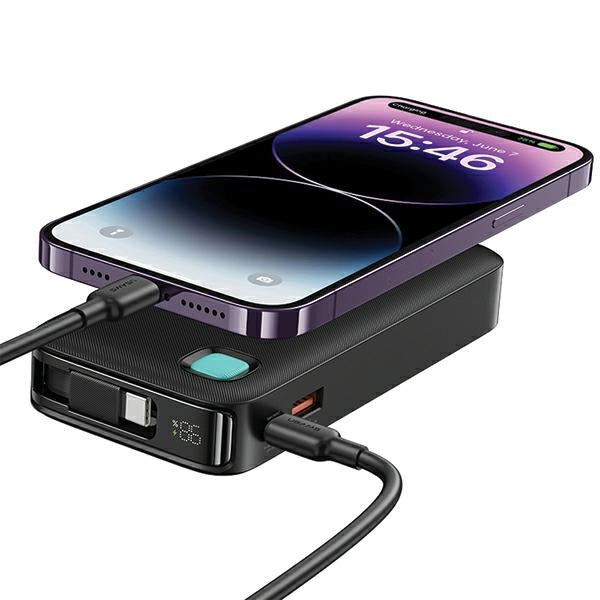USAMS Powerbank със свиващ се кабел M2 Retractable 10000 mAh PD 20W Fast Charge XY Series, бял
