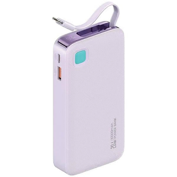 USAMS Powerbank XY Series със сгъваем кабел 10000 mAh PD 20W Fast Charge, лилав