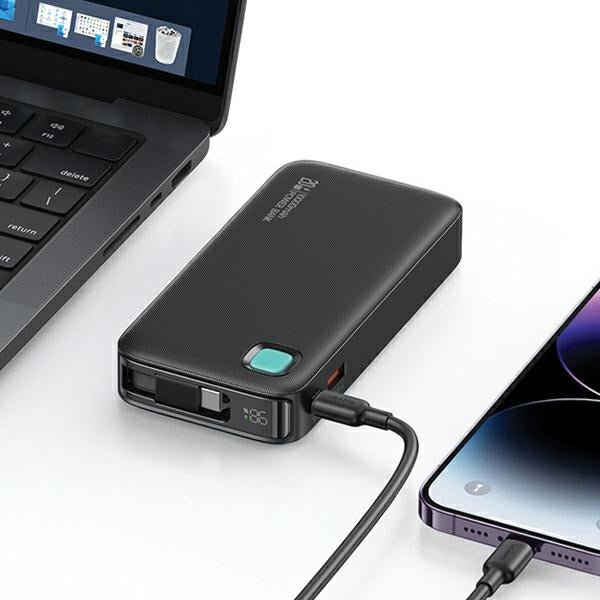USAMS Powerbank XY Series със сгъваем кабел 10000 mAh PD 20W Fast Charge, лилав