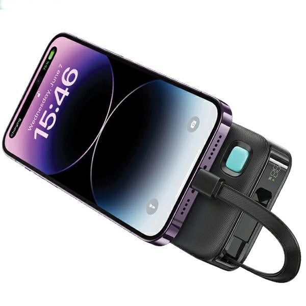 USAMS Powerbank XY Series със свиваем кабел Lightning 10000 mAh, PD 20W Fast Charge, черен