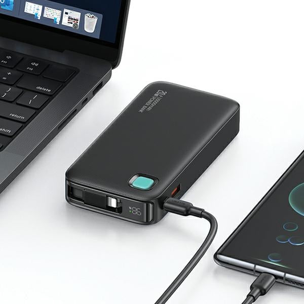 USAMS Powerbank 10000 mAh със сгъваем Lightning кабел, PD 20W Fast Charge XY Series, лилав