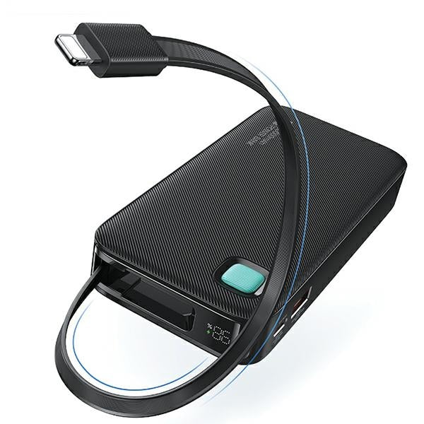 USAMS Powerbank 10000 mAh със сгъваем Lightning кабел, PD 20W Fast Charge XY Series, лилав