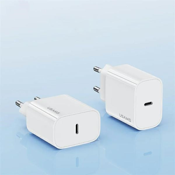 Зарядно USAMS T65 Fast Charging 30W с кабел Lightning, Yi Series, бяло