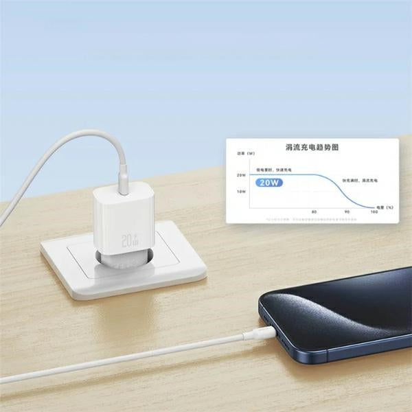 Зарядно USAMS T65 Fast Charging 30W с кабел Lightning, Yi Series, бяло