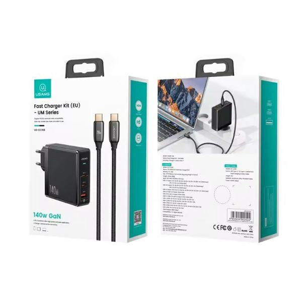 Зарядно USAMS PD Fast Charging UM Series с кабел U82, черно