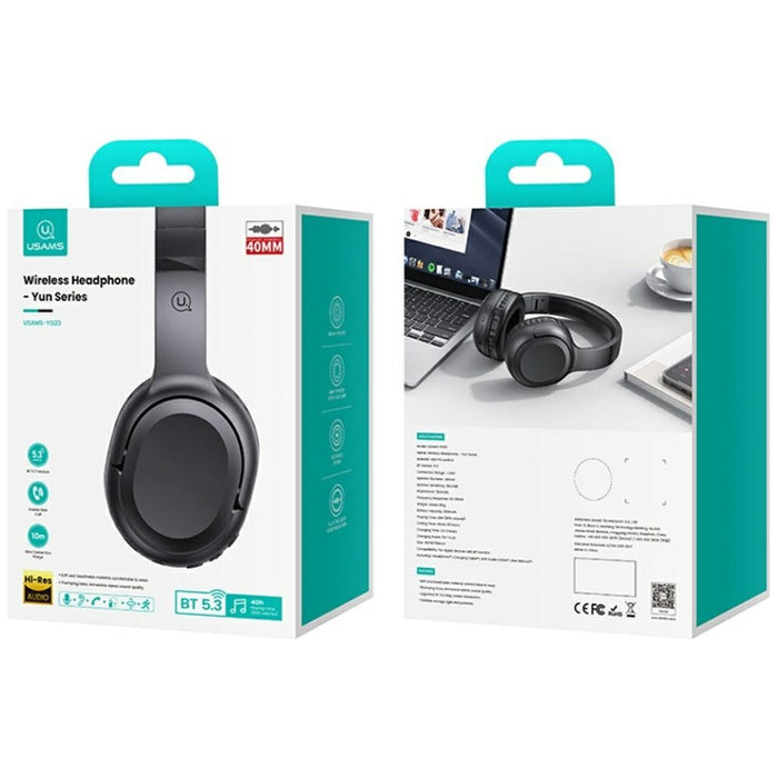 USAMS Yun Series слушалки Bluetooth 5.3, черни