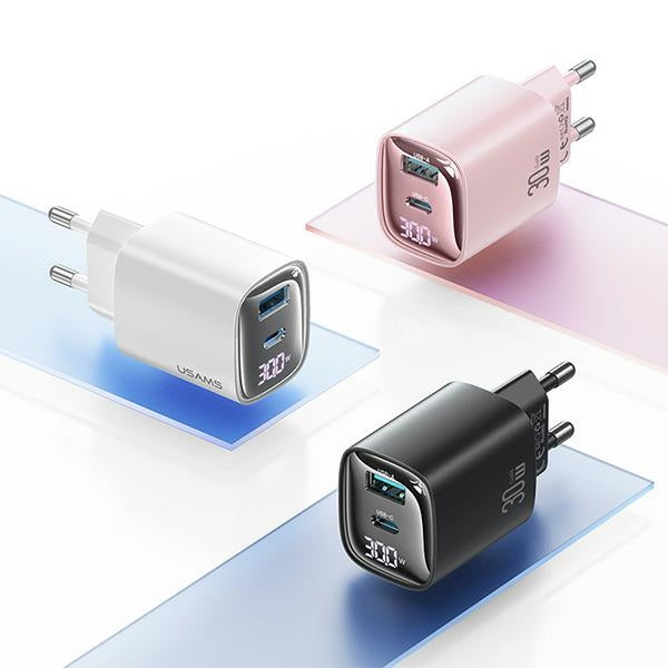 Зарядно USAMS 30W GaN USB-C Fast Charging XC Series, черно