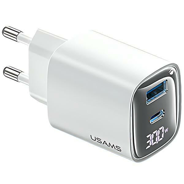 Зарядно USAMS 30W GaN USB-C Fast Charging XC Series, бял