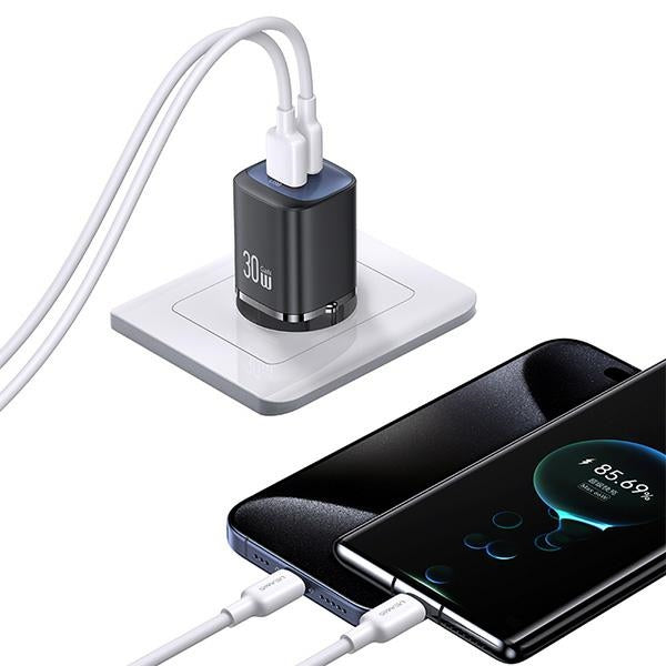 Зарядно USAMS 30W GaN USB-C Fast Charging HC Series, черно