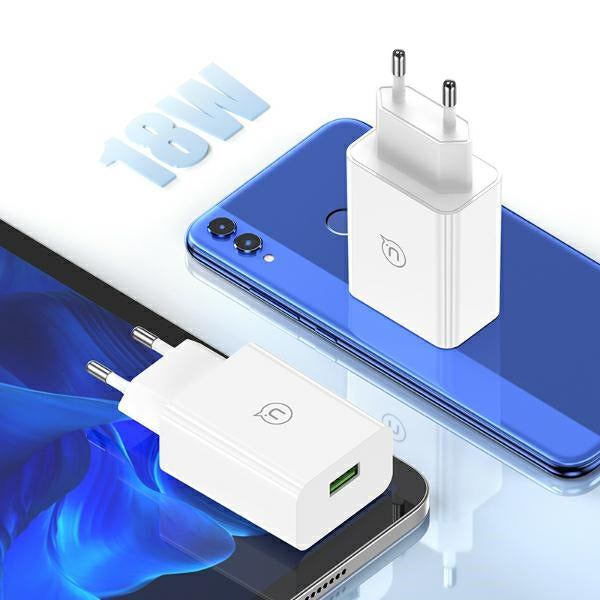 Зарядно USAMS 18W + кабел Fast Charging, бял