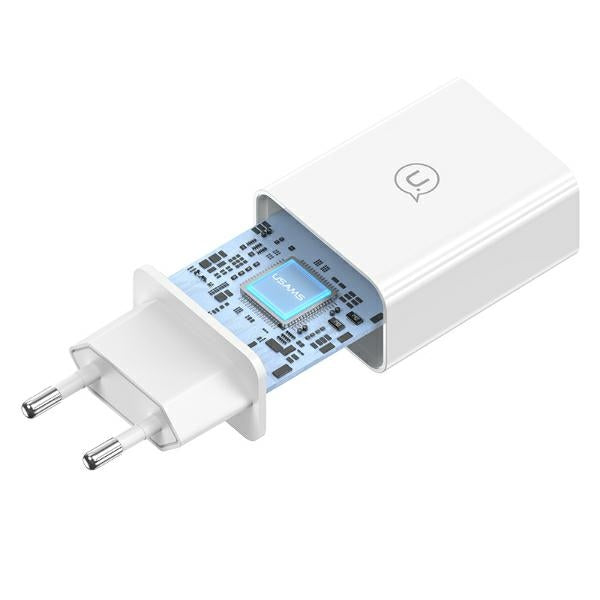 Зарядно USAMS 18W + кабел Fast Charging, бял
