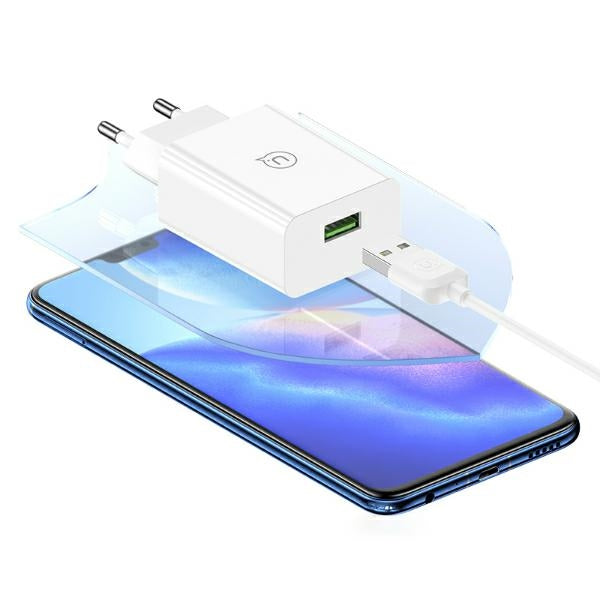Зарядно USAMS 18W + кабел Fast Charging, бял