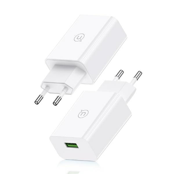 Зарядно USAMS 18W + кабел Lightning Fast Charging, бял