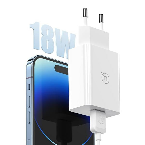 Зарядно USAMS 18W + кабел Lightning Fast Charging, бял