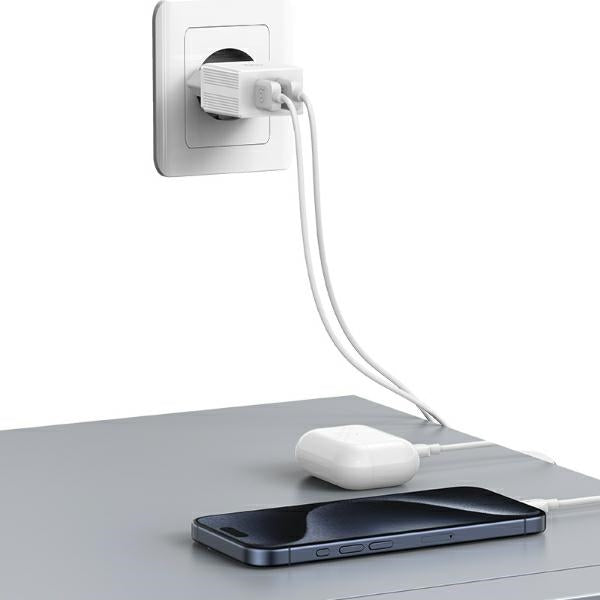 Зарядно USAMS 18W Fast Charging с кабел Lightning, бяло