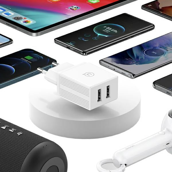Зарядно USAMS 18W Fast Charging с кабел Lightning, бяло