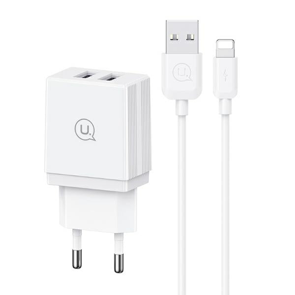 Зарядно USAMS 18W Fast Charging с кабел Lightning, бяло