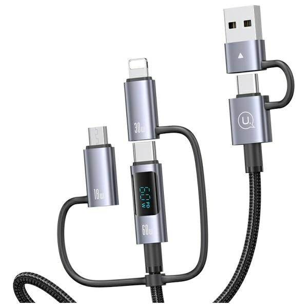 USAMS Kabel 6в1 Fast charging 60W 1,2m Data Cable Digital display Aluminium Alloy Серия Sufeng SJ713