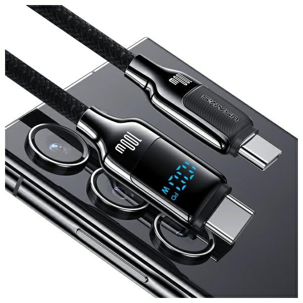 Кабел USAMS HX Series, 1,2m, Digital Display, цинк, бърза зареждане, черен