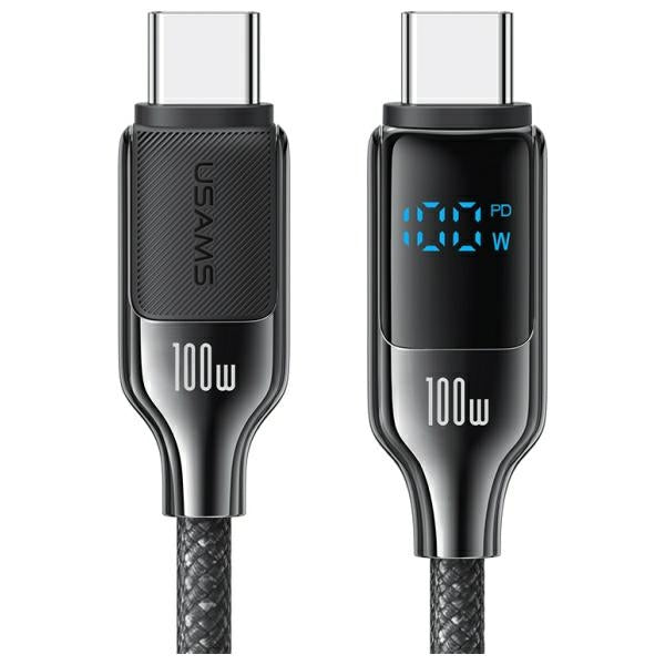 Кабел USAMS HX Series, 1,2m, Digital Display, цинк, бърза зареждане, черен