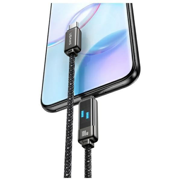 USAMS Кабел M3 към M4 1,2 м Zinc Alloy Fast Charging Data Cable Meteor Series, сребрист