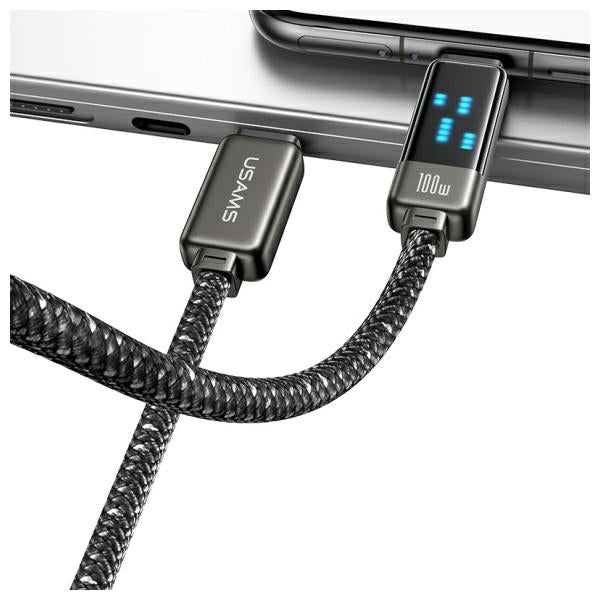 USAMS Кабел M3 към M4 1,2 м Zinc Alloy Fast Charging Data Cable Meteor Series, сребрист
