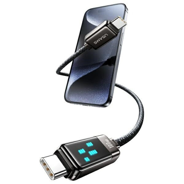 USAMS Кабел M3 към M4 1,2 м Zinc Alloy Fast Charging Data Cable Meteor Series, сребрист