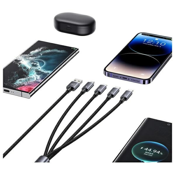 USAMS Sufeng Series кабел 4 в 1 USB-C/Lightning/MicroUSB 15W 1,2m Aluminum Alloy