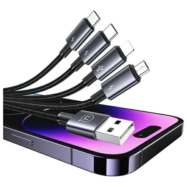 USAMS Sufeng Series кабел 4 в 1 USB-C/Lightning/MicroUSB 15W 1,2m Aluminum Alloy