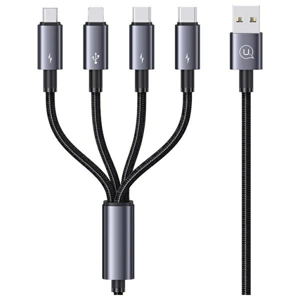 USAMS Sufeng Series кабел 4 в 1 USB-C/Lightning/MicroUSB 15W 1,2m Aluminum Alloy