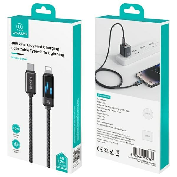 Кабел USAMS Zinc Alloy Lightning 1.2m 30W Fast Charging Meteor Series