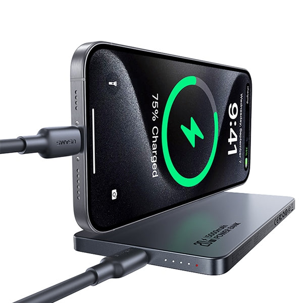 USAMS CY Series powerbank с индукционна зарядка 20W PD Fast Charge, бял
