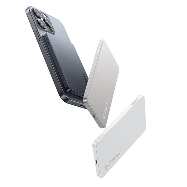 USAMS CY Series powerbank с индукционна зарядка 20W PD Fast Charge, бял