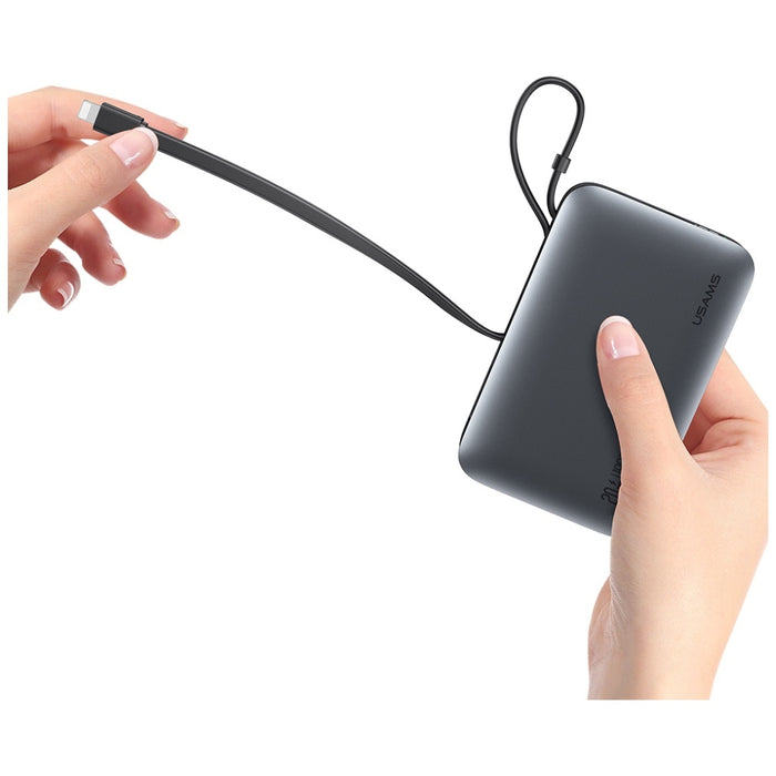 Powerbank USAMS XR Series 20W + кабел Lightning, черен