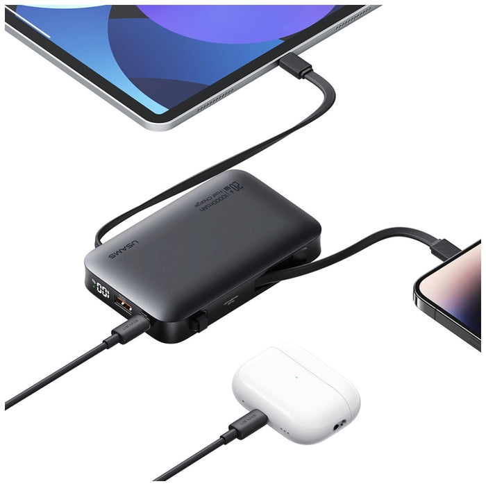 Powerbank USAMS XR Series 20W + кабел Lightning, черен
