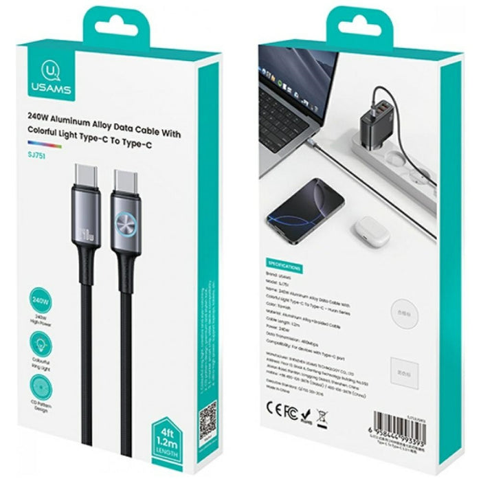 Кабел USAMS Huan Series 1,2 м, черен