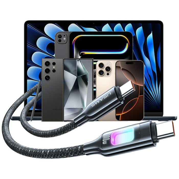 Кабел USAMS TC Series за USB-C, 1.2 м, тъмно покритие