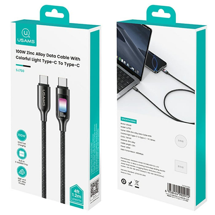 Кабел USAMS TC Series за USB-C, 1.2 м, тъмно покритие