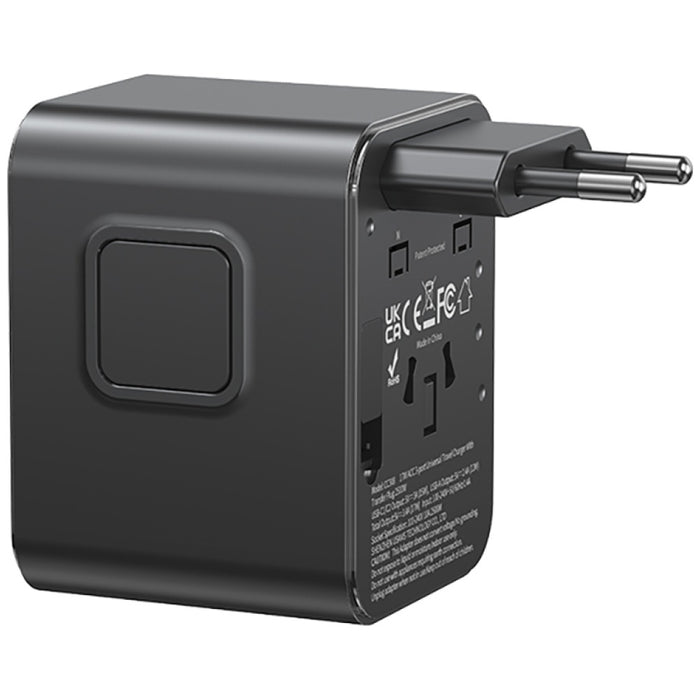Зарядно USAMS Travel Adapter 17W 4в1 US/AU/EU/UK, черно