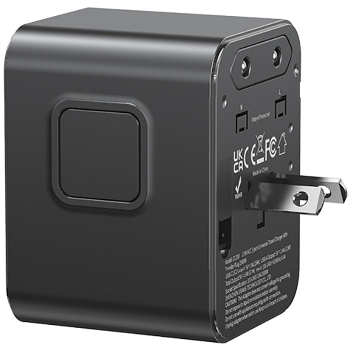 Зарядно USAMS Travel Adapter 17W 4в1 US/AU/EU/UK, черно