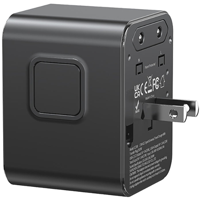 Зарядно USAMS Travel Adapter 17W 4в1 US/AU/EU/UK, черно
