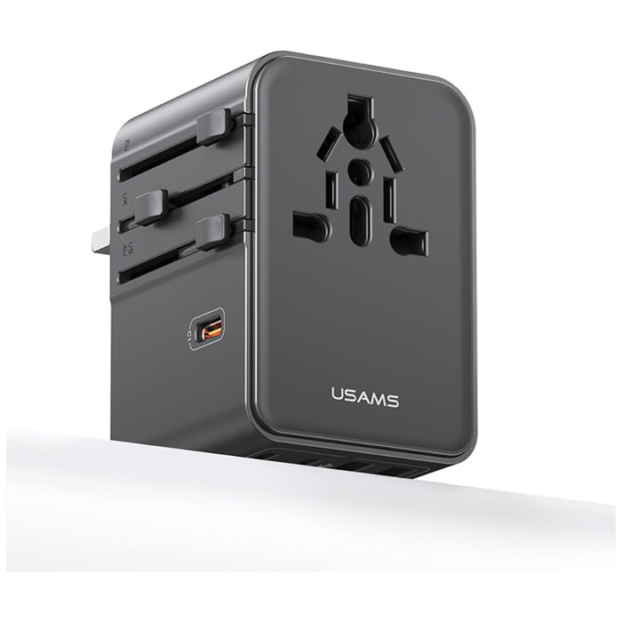 Зарядно USAMS Travel Adapter 70W 4в1 US/AU/EU/UK, черно