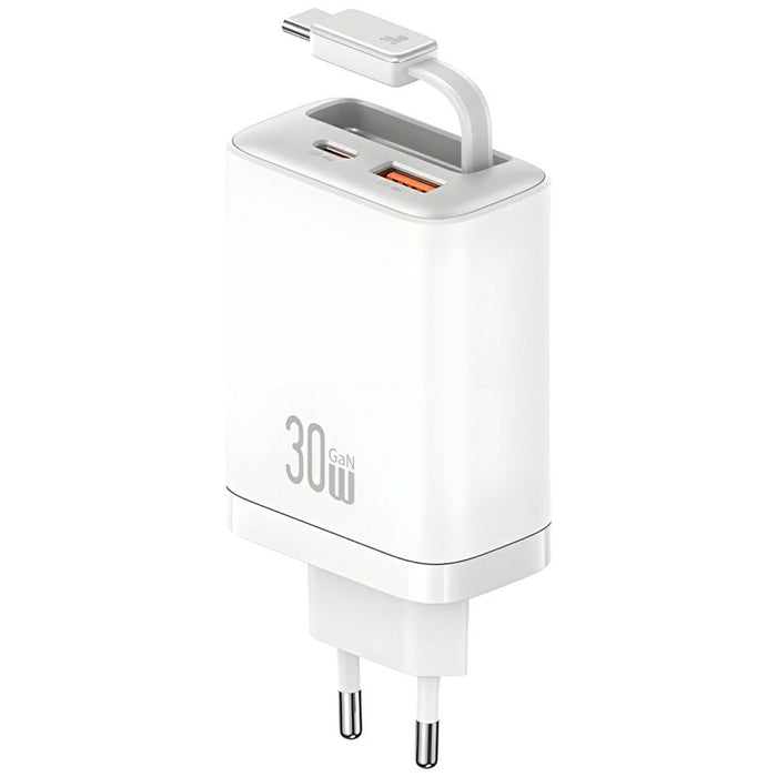 Зарядно USAMS Xiang Series 30W + кабел, бяло