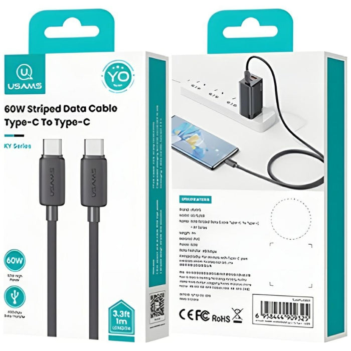 Кабел USAMS KY Series 60W за USB-C 1м, черен