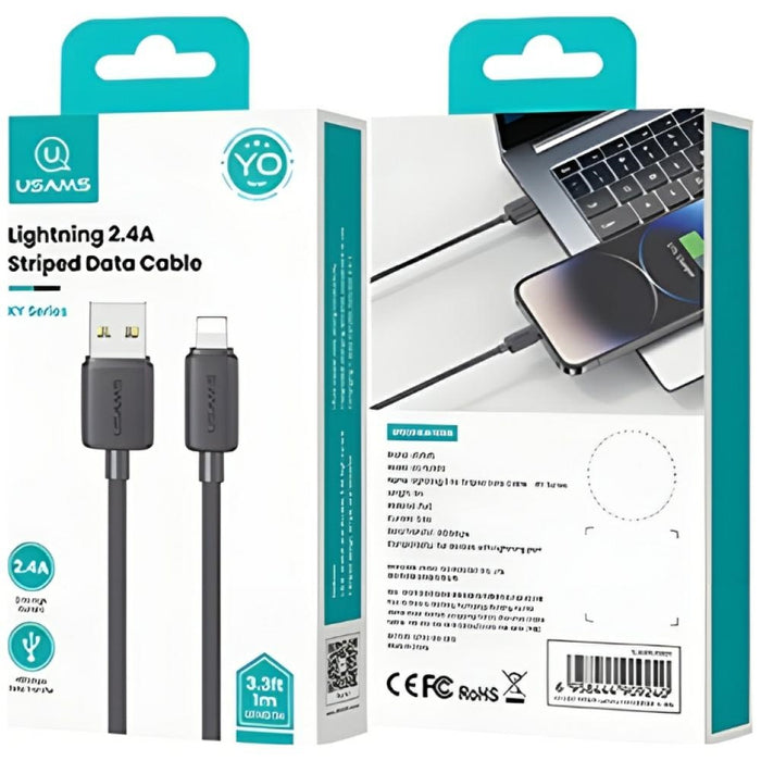 Кабел USAMS KY Series 2.4A Lightning 1m, черен