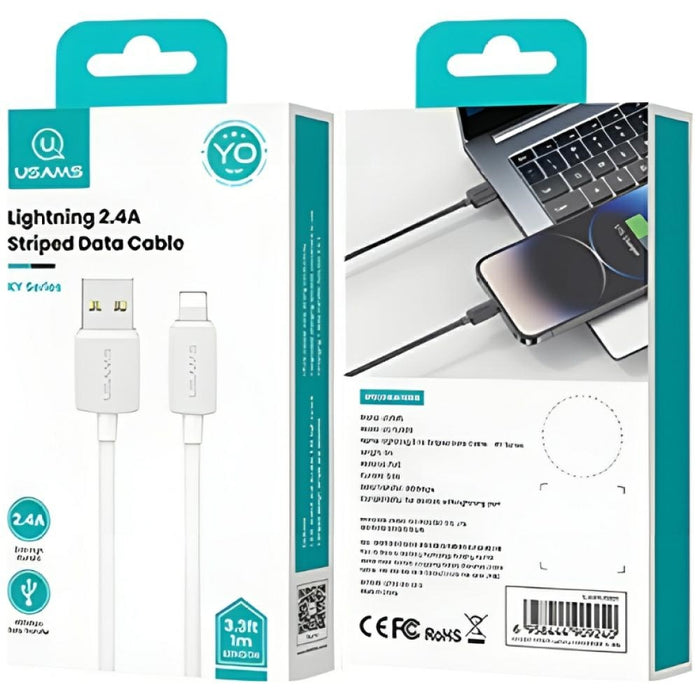 Кабел USAMS KY Series 2.4A към Lightning 1m, бял