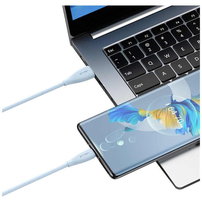 Кабел USAMS Green Series 18W 3A за USB-C 1м, розов